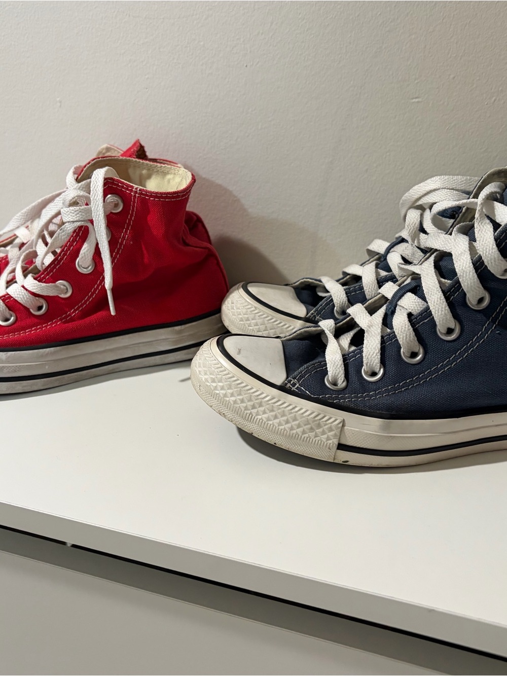 Kids High-Top Canvas Sneakers in Red and Navy